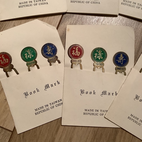 New vintage set of bookmark good luck prosperity longevity (metal, set of 3) - Picture 3 of 12